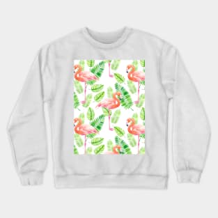 Flamingos and tropical leaves Crewneck Sweatshirt